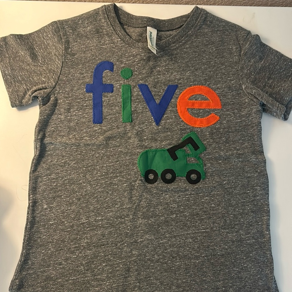 “Five” T shirt with trash truck
